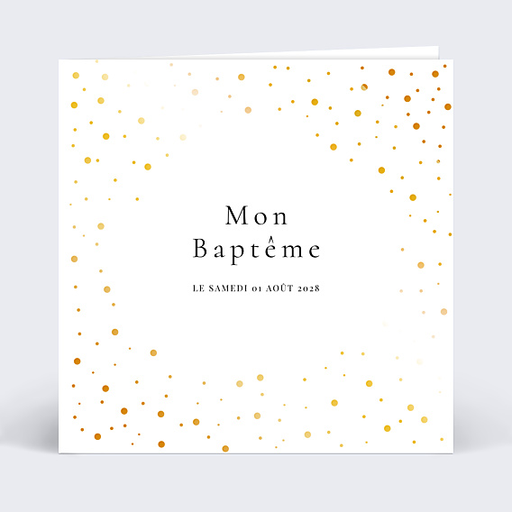 Faire-part Baptême Dorure Pois Graphiques