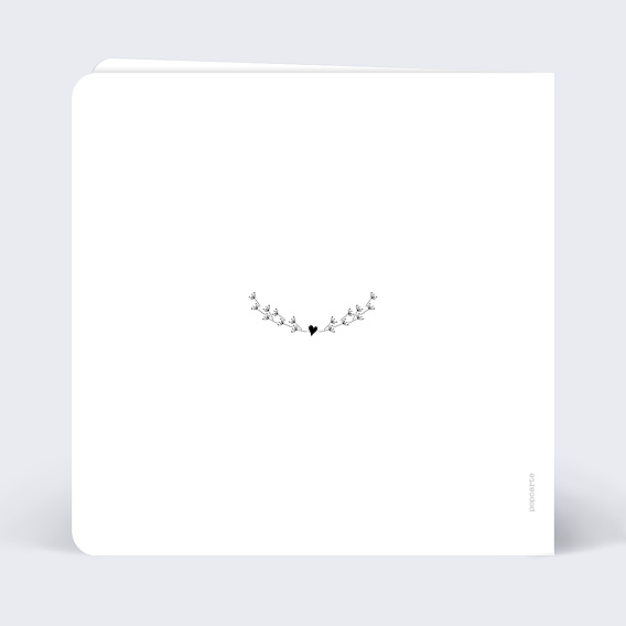 Faire-part baptême Coeur Bucolique Simple Verso