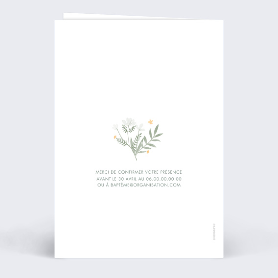 Faire-part baptême Fleurs en Fête Verso