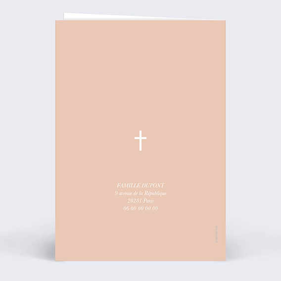 Faire-part baptême Lettrine Colombe Verso