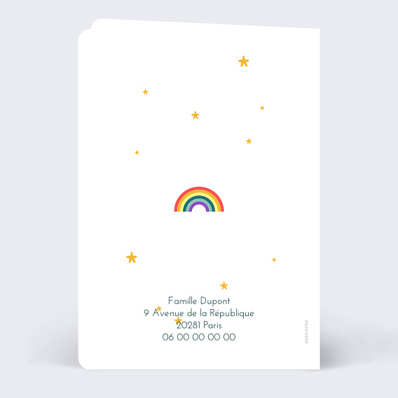 Faire-part baptême Licorne et Fleurs Verso