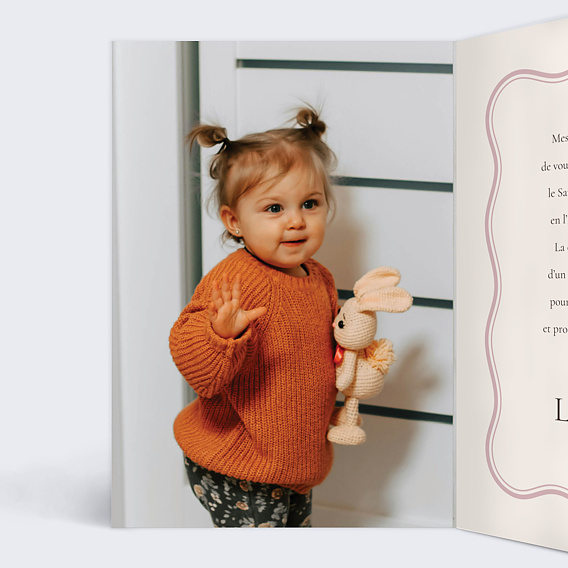 Faire-part baptême Lapin ballon Intérieur Gauche