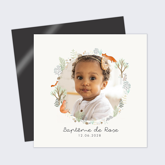 Faire-part baptême Couronne Renard