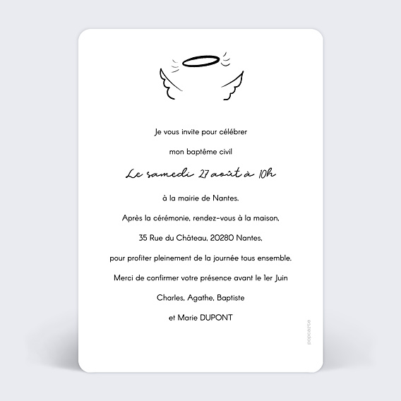 Faire-part Baptême Accessoires d'ange