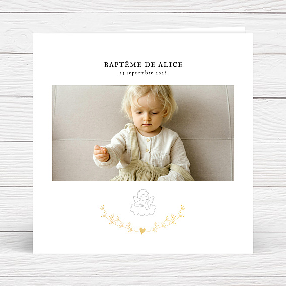 Faire-part Baptême Dorure Ange