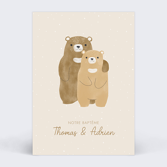 Faire-part Baptême Famille ours