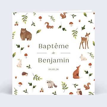 Faire-part Baptme Ambiance Foret