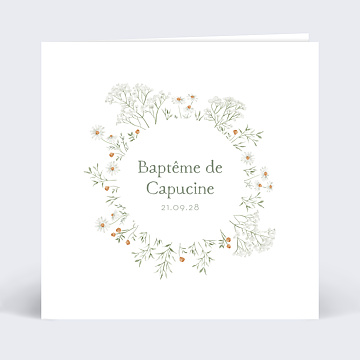 Faire-part Baptme Champtre Blanc
