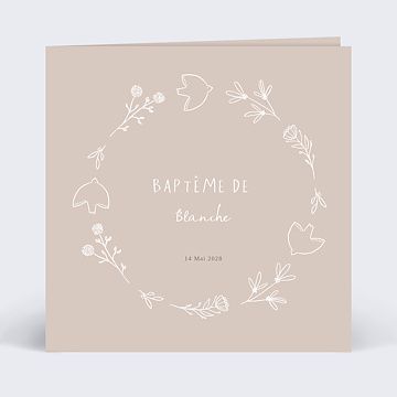 Faire-part Baptme Colombe au Crayon