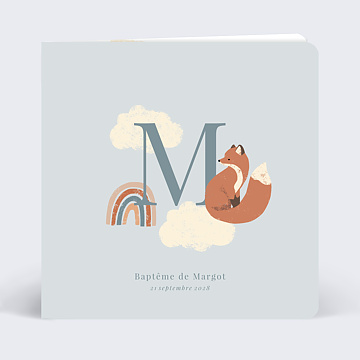 Faire-part Baptme Lettrine Renard