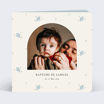 Faire-part Baptme Motif Colombes Arche