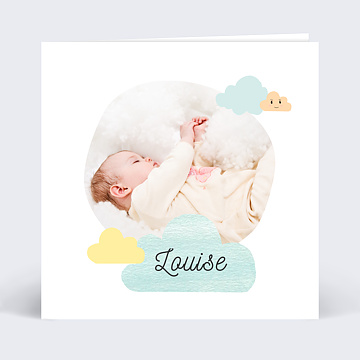 Faire-part Baptme Nuages Doux