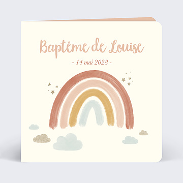 Faire-part Baptme Petit Arc-en-ciel