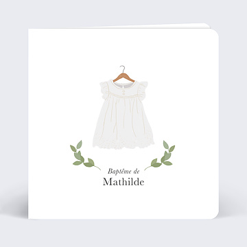 Faire-part Baptme Petite Robe Blanche