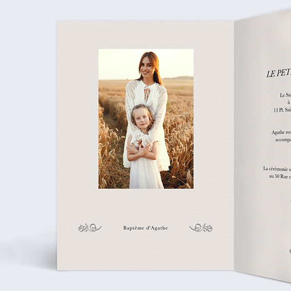 Faire-part baptême Gazette Vintage  Intérieur Gauche