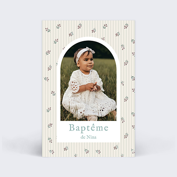 Faire-part Baptême Florale minimale