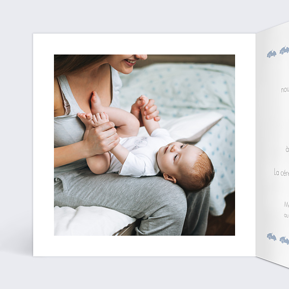 Faire-part baptême Voiture à pédales Intérieur Gauche