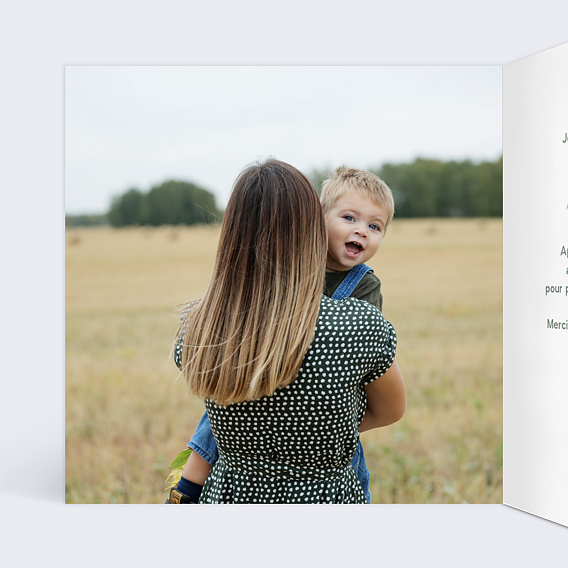 Faire-part baptême Colombe Champêtre Intérieur Gauche