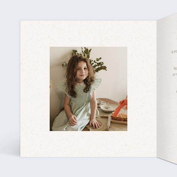 Faire-part baptême Croix Fleurie II Intérieur Gauche