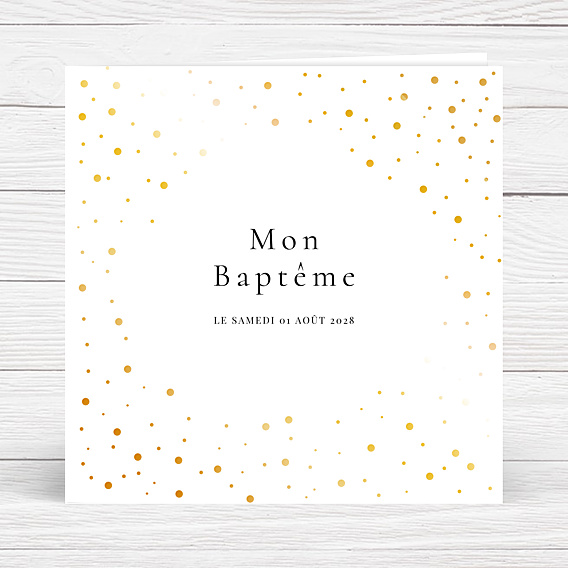 Faire-part Baptême Dorure Pois Graphiques