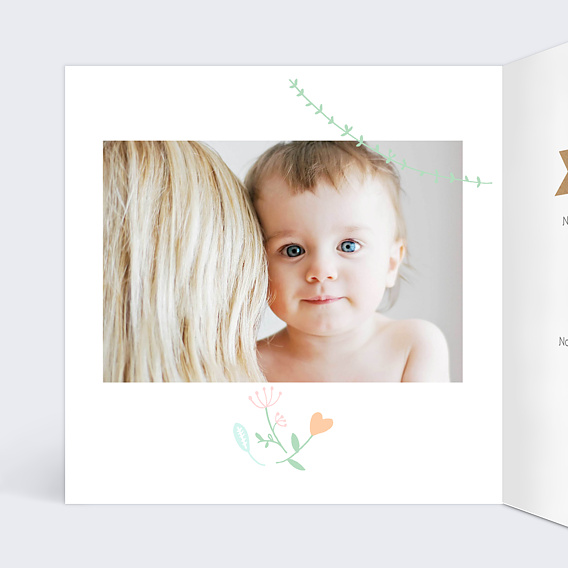 Faire-part baptême Faire-part baptême Fleurs des champs Intérieur Gauche