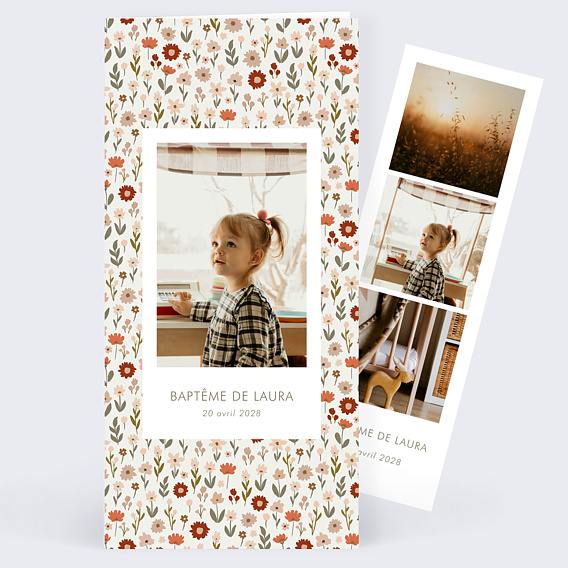 Faire-part baptême Liberty Terracotta