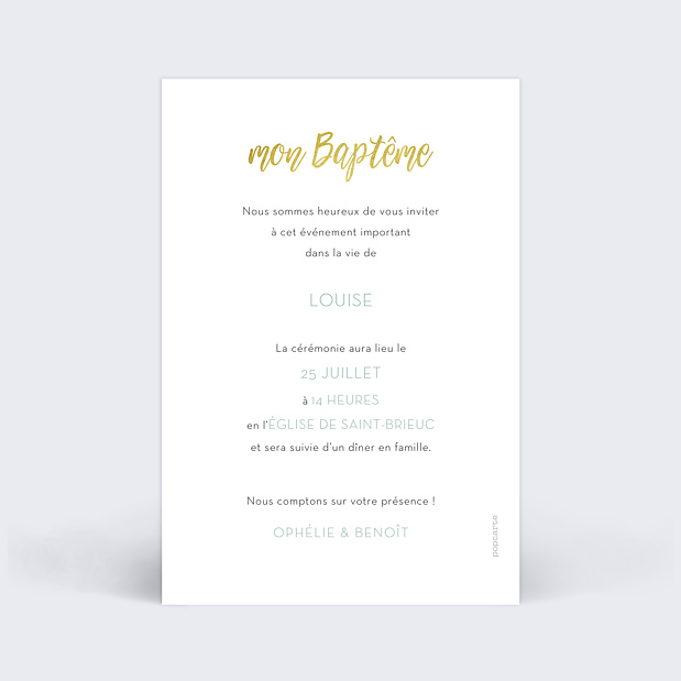 Faire-part de baptême Gold Dots Verso