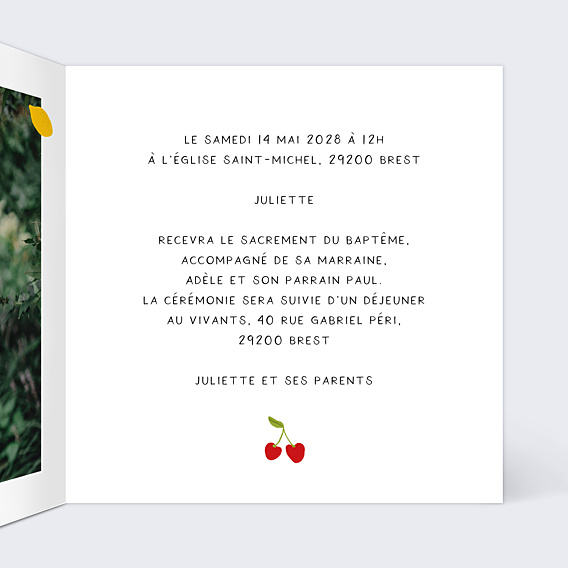 Faire-part Baptême Faire-part baptême Fruits gourmands
