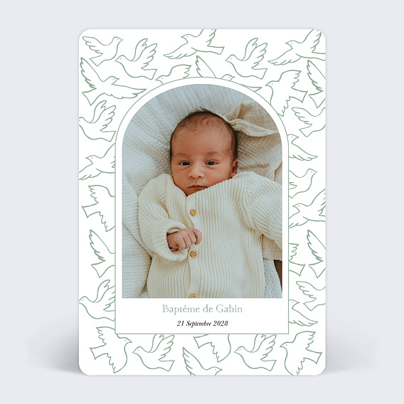 Faire-part baptême Dessin Colombe