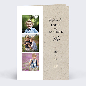 Faire-part Baptme Photomaton Nature