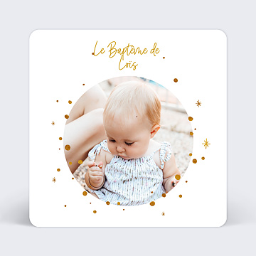 Faire-part Baptme Golden Dots