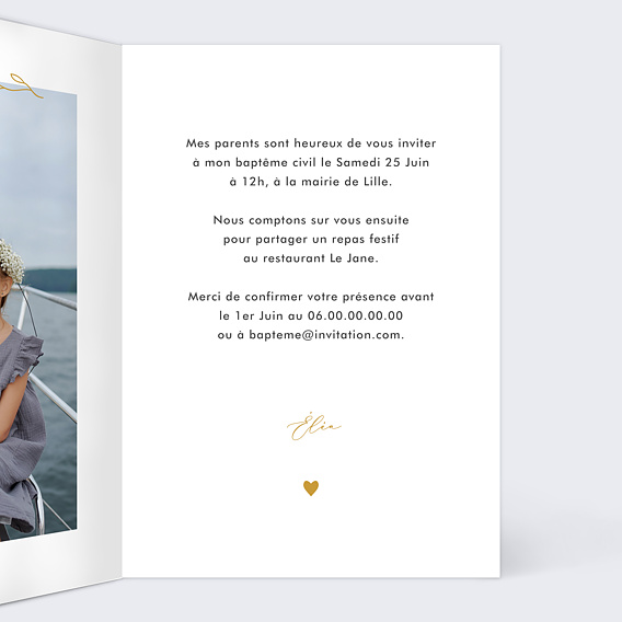 Faire-part baptême Château Rose Intérieur Droit