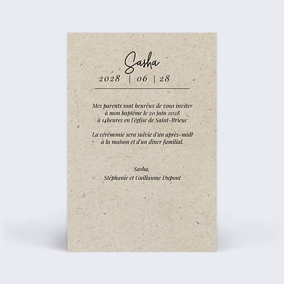Faire-part Baptême Esprit Chiné