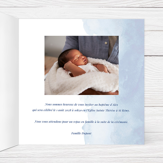 Faire-part Baptême Découpe Ecume
