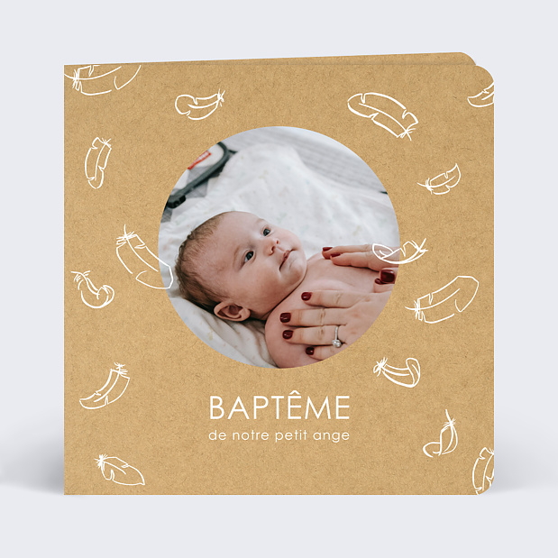 Faire-part de Baptême Plumes Légères