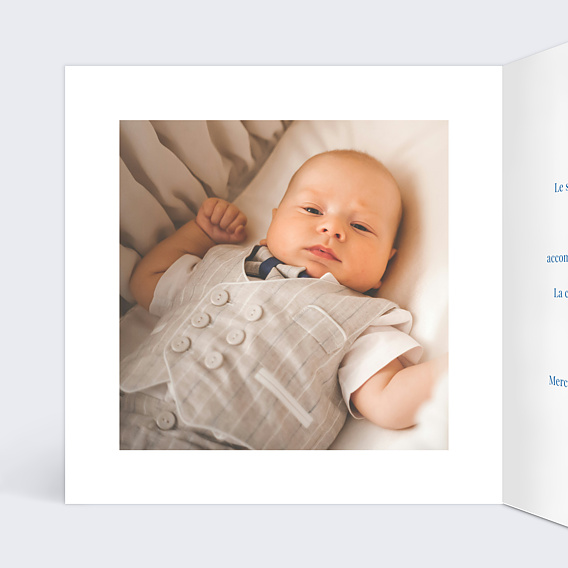 Faire-part baptême Colombes Minimalistes Intérieur Gauche