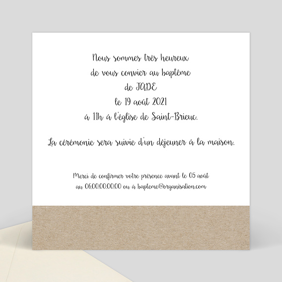 Faire-part baptême Faire-part baptême Photomaton Verso