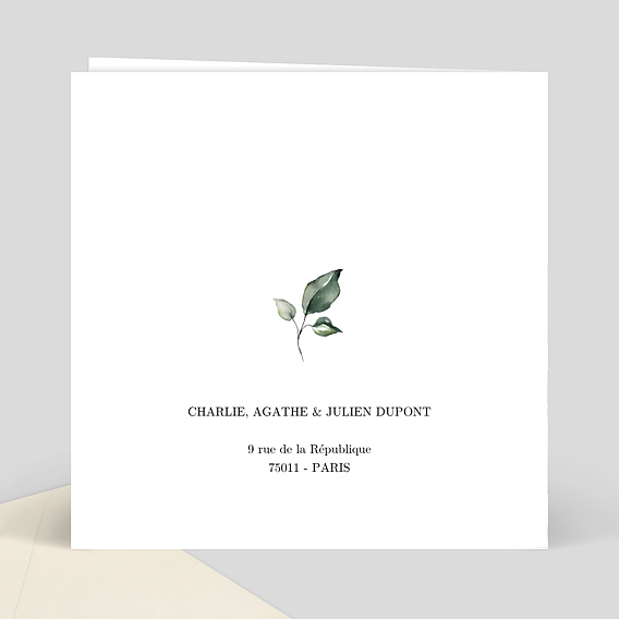 Faire-part baptême Dorure Eucalyptus Verso