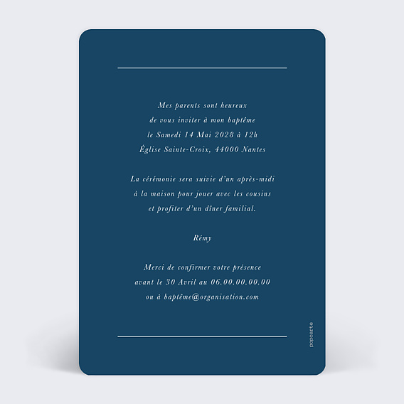 Faire-part baptême Rêve de baleine Verso