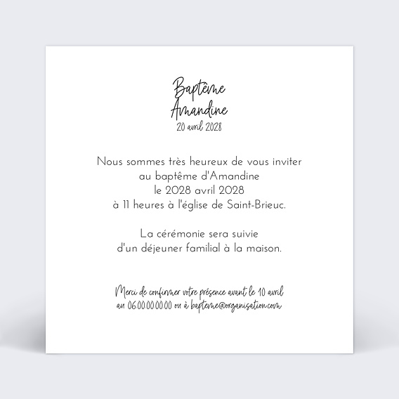 Faire-part Baptême Jolies Lettres