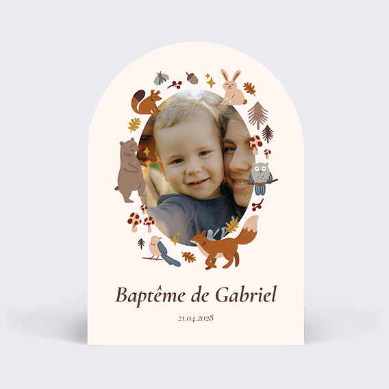Faire-part baptême Bois magique