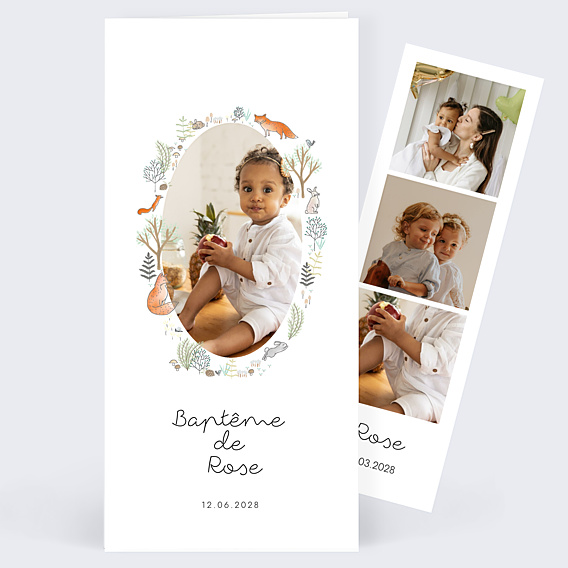 Faire-part Baptême Couronne Renard