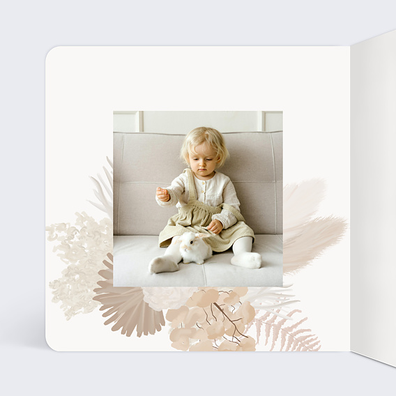 Faire-part baptême Bohème rosé Intérieur Gauche