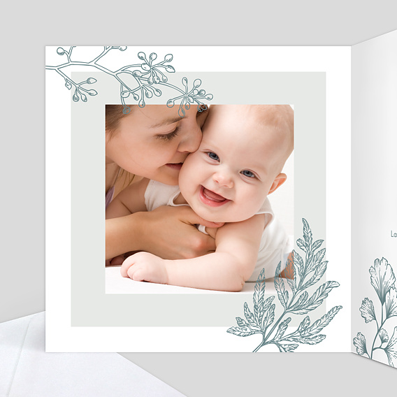 Faire-part baptême Botanique Intérieur Gauche