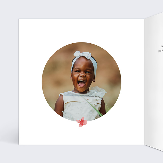 Faire-part baptême Champêtre Fleuri Intérieur Gauche