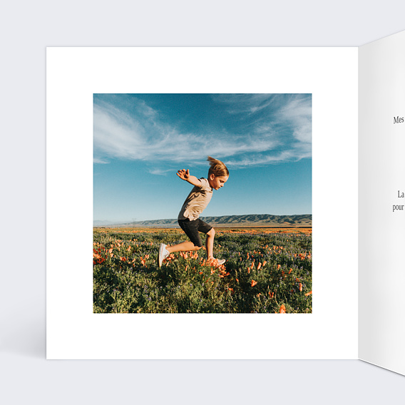 Faire-part baptême Coeur Bucolique Fleur Intérieur Gauche