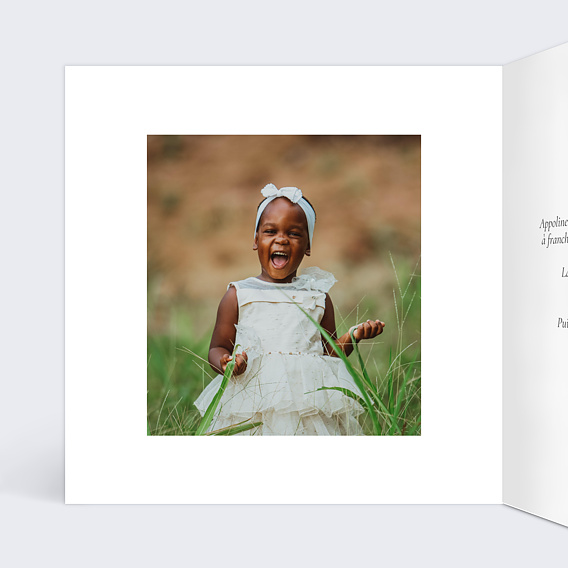 Faire-part baptême Couronne Gypsophile Intérieur Gauche