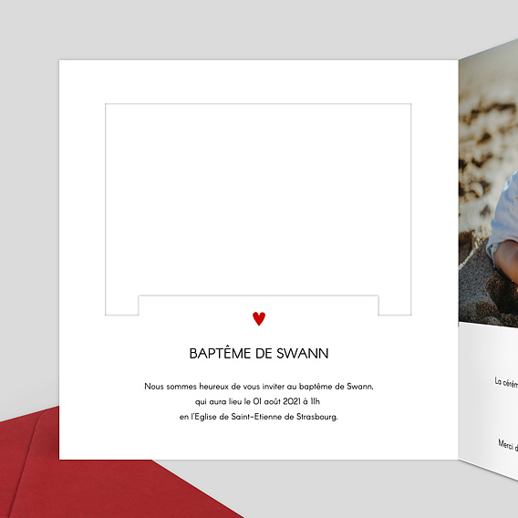 Faire-part baptême Découpe Love Letter Intérieur Gauche