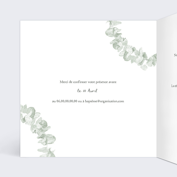 Faire-part baptême Fratrie Eucalyptus Intérieur Gauche