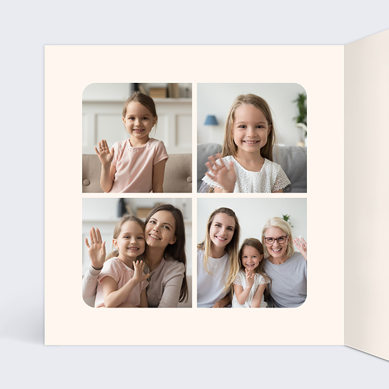 Faire-part baptême Mésange Couronne Intérieur Gauche